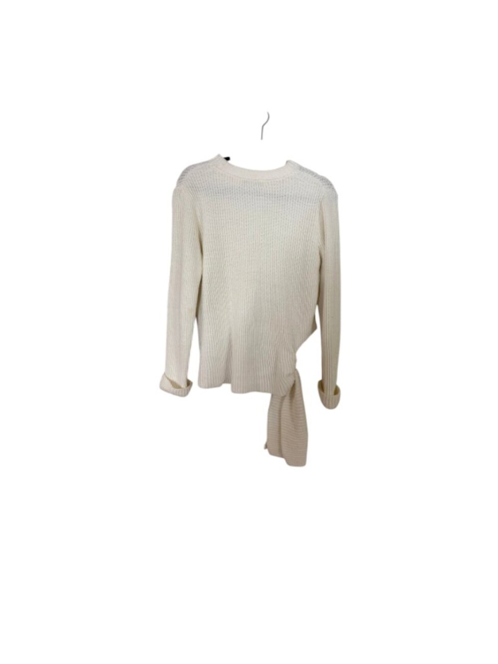 Milly cashmere side tie Ribbed cream Knit Sweater